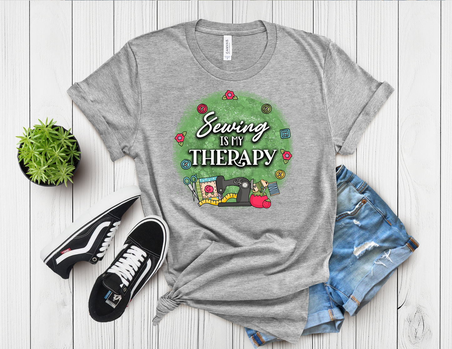 Sewing Is My Therapy T-Shirt | Quilter Mental Health Tee