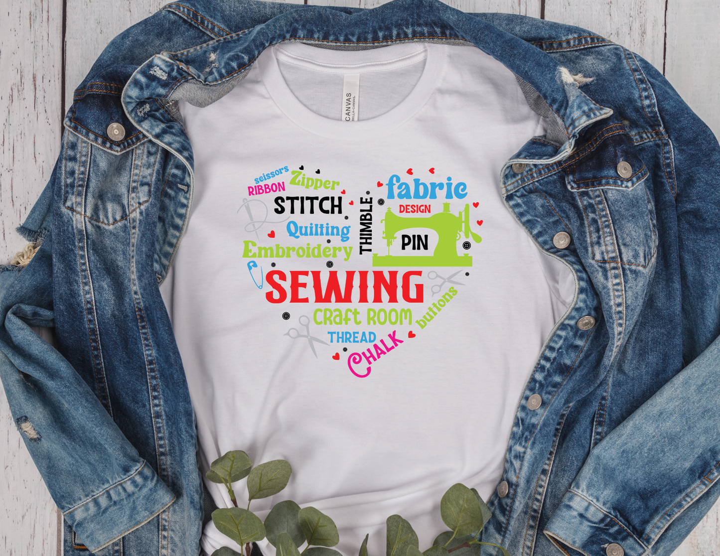 Sewing Word Art T-Shirt | Quilter Typography Tee