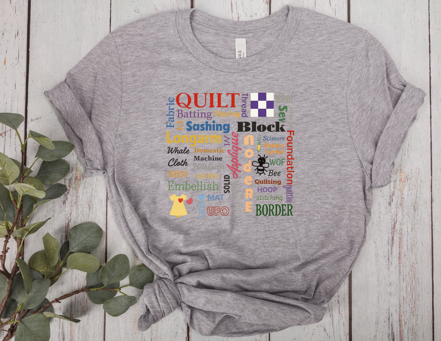Quilting Word Art T-Shirt | Quilter Vocabulary Tee | Sewing & Quilting Shirt