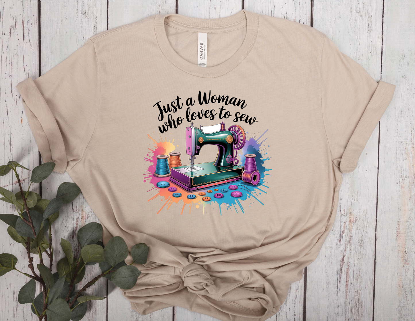 Just a Woman Who Loves to Sew T-Shirt | Sewing Machine Tee