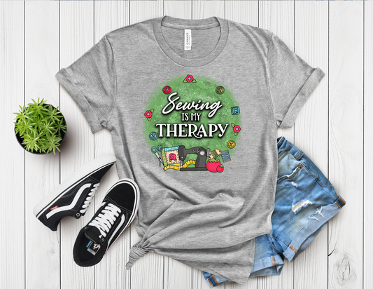 Sewing Is My Therapy T-Shirt | Quilter Mental Health Tee