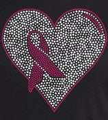 Awareness Ribbon Heart – Rhinestone Design